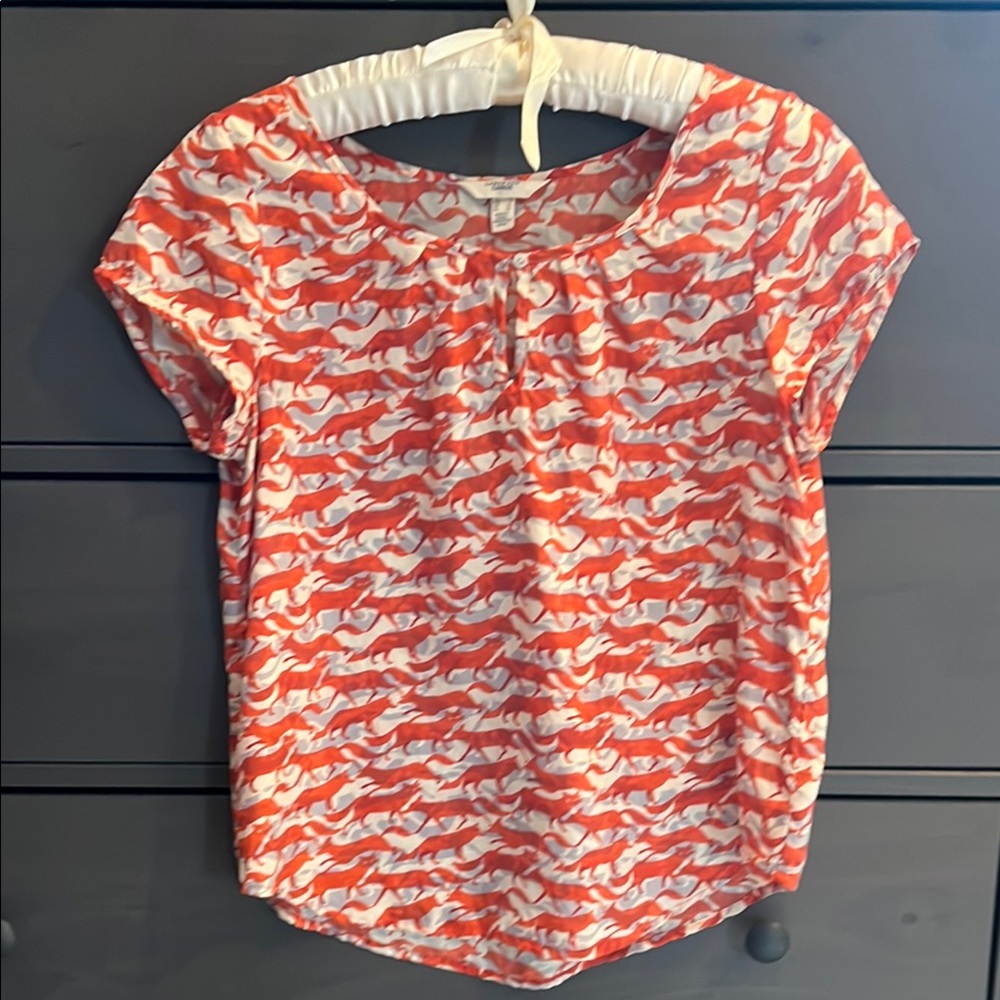 Lands’ End silk fox print top